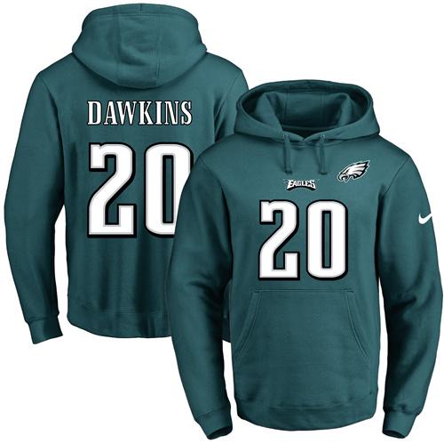 Nike Eagles #20 Brian Dawkins Midnight Green Name & Number Pullover NFL Hoodie